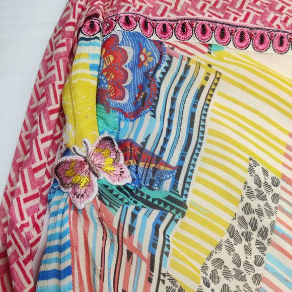 Bhanuni by Jyoti Camella Tie Front Ruffled Colorful Boho Midi Skirt 2 *Patched - Picture 14 of 16